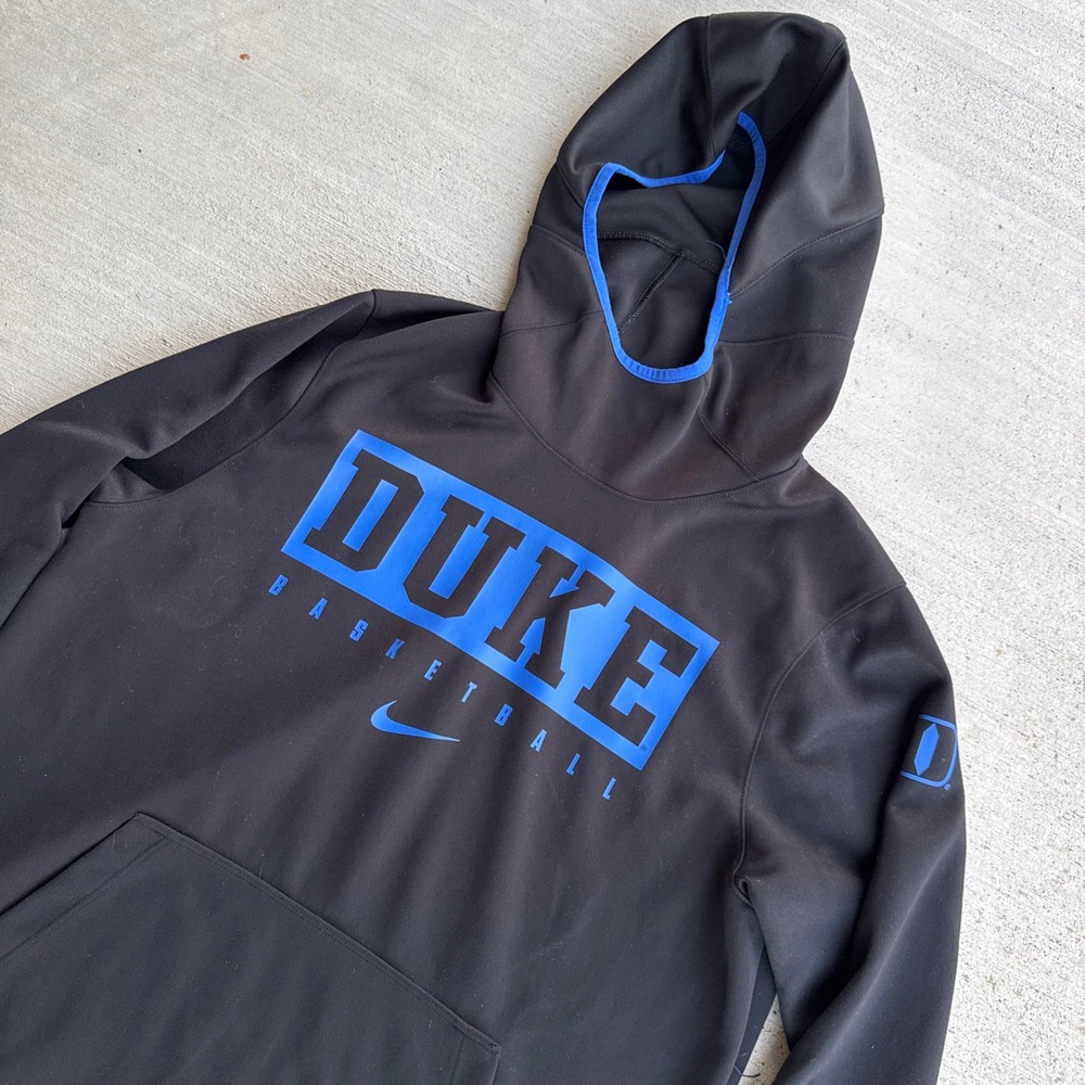 Nike Hoodie Mens Large Black Duke Basketball Dri-FIT Pullover Stretch College